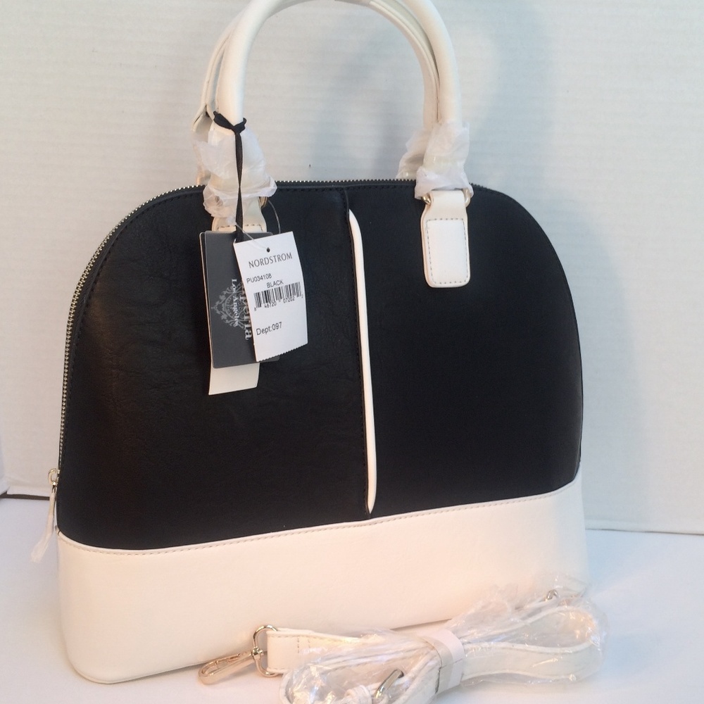 Women's Large Black and White Satchel Bag